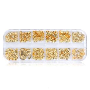 12 Grids/Box DIY Crafts Resin Mold Filler Mixed Glitter Golden Ocean Metal Charms Epoxy Resin Filling Material