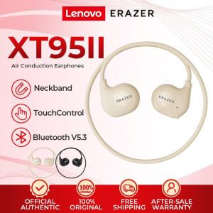 Lenovo Erazer XT95 II Air Conduction Earbuds True Wireless Neckband Bluetooth 5.3 Sports Earphone IPX5 Long Battery Headset with Mic