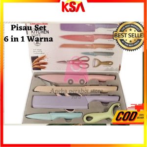 B308 PISAU DAPUR 6 IN 1 WARNA Anti lengket.