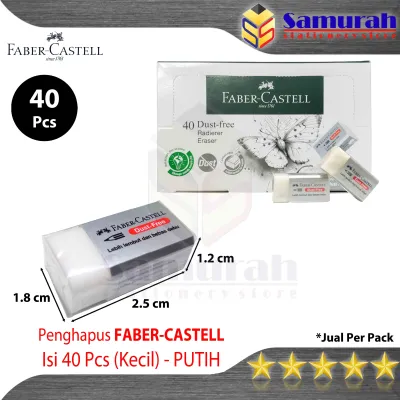 Penghapus Pensil Faber-Castell Putih Kecil 1 Box isi 40 pcs / White Stip Eraser Dust Free / Hapusan Faber - Castell Warna Putih Pendek