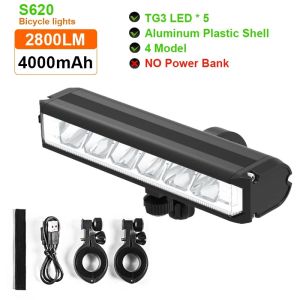 2026 Bicycle Light 8000mAh 5 LED Bike Light Front Rechargeable LED Flashlight 5200LM Headlight with Bicycle Accessories