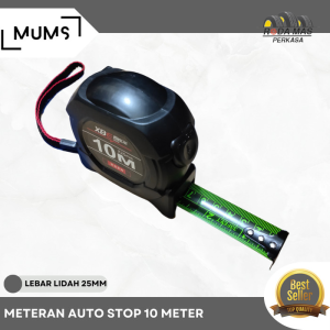 Rm - Tape Measure Meteran Otomatis Auto Stop Autostop 10M 10 Meter x 25mm Meteran Tukang Pita Neon Berteknologi Hitam Penggaris Pengukur Dimensi Anti Karat Awet Tahan Banting 10 Meter