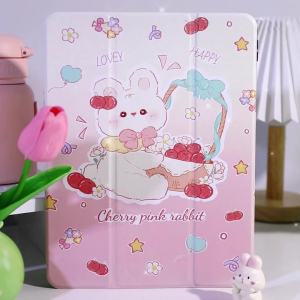FCRBP Vỏ iPad hoạt hình dễ thương gấp ba lần có khe cắm bút cho iPad Pro 11 inch 2020 2021 2026 Air 4 Air 5 10.9 iPad 6 8.3 Máy tính bảng Apple M2 iPad 10.2 9th 8th 7th gen 6th 5th 9.7 bao gồm tất cả các vỏ thông minh chống rơi