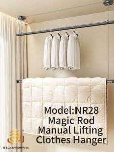 New design-B & XL NR28 Magic-Rod Manual Lifting Clothes Drying Rack – Double-Layer Design for Extra Capacity