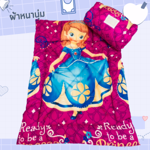 ที่นอนเด็กอนุบาล ลายเจ้าหญิง มีที่ให้เขียนชื่อ มีหมอนในตัว มีสายแปะตีนตุ๊กแก