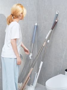 SR99. ECOCO Mop Broom Holder Wall Mount Rack Strong Adhesive Non Slip Hanger Hook Organizer for Kitchen Toilet Cleaning