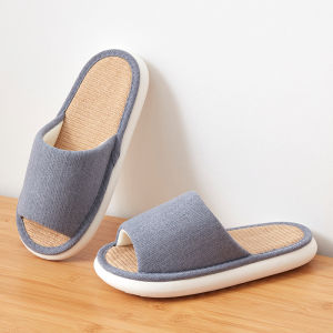 [Free Shipping] Japanese-Style Minimalist Linen Slippers For Women Suitable For All Seasons Indoor Home Use Non-Slip Breathable Cotton-Linen Fabric Slippers For Men Spring And Autumn