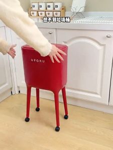 Mishilei High Leg Trash Can 16L Press Lid With Wheels Tong Sampah PP Plastic Mobile Dustbin