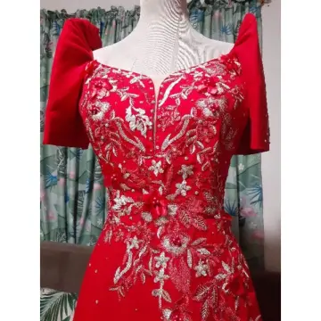 Modern red filipiniana dress best sale