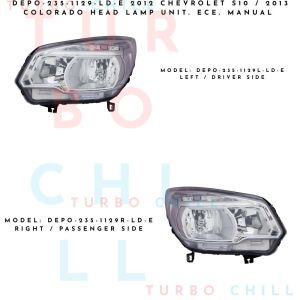 DEPO-235-1129-LD-E 2012 CHEVROLET S10 / 2013 COLORADO HEAD LAMP UNIT. ECE. MANUAL