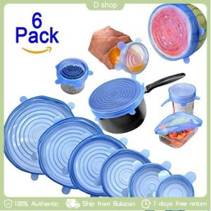 6PCS Durable Expandable Food Fruit Cover Silicone Stretchable Lids Reusable Flexible Food Cover