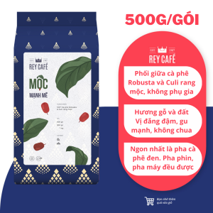 500gr Cà phê rang Mộc Mạnh Mẽ (Phối Robusta & Culi) - Pha Phin/Máy - Coffee blend nguyên chất rang mộc - Rey Cafe