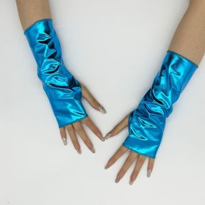 SPDD 1 Pair Phong cách Punk Găng tay không ngón Da giả Bộ tay áo Găng tay da PU Thời trang Bề bóng Găng tay cosplay Trang phục Halloween