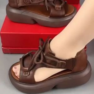 [Free Shipping] Roman-Style Platform Sandals For Women 2026 Summer New Collection With A Thick Sole And Open-Toe Design Suitable For Middle-Aged And Elderly Women