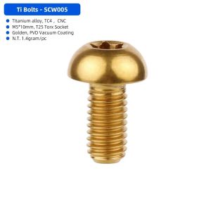 LONGB T25 Torx Titanium Bolt M5x10 Ultralight Weight Bicycle Braking Disc Screws Bicycle Screws TC4 Titanium Disk Brake Rotor Bolts Bicycle Braking System
