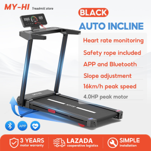 MY-HI Auto Incline Treadmill Foldable ElectricHeart Rate Monitor APP Control Touchscreen 16km/h Q8Y