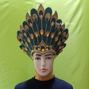Renda Bordir Mahkota Aksesoris Tari Siger Bulu Merak