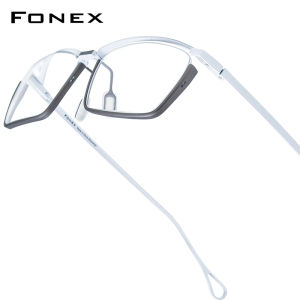 FONEX Titanium Glasses Frame Men Brand Design Semi-Rimless Square Eyeglasses Japanese Ultralight Half-Rim High-Quality Optical  Eyewear 85757