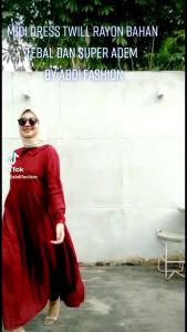 Midi Dress Rayon TWILL Premium Busui Friendly Bahan Tebal halus dan Super Adem