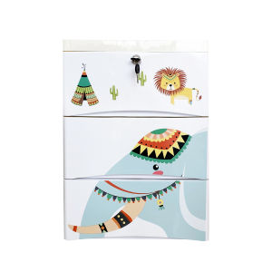 HEINOเพิ่มหนาลิ้นชักเก็บของลายช้างตู้เก็บของแบบหลายชั้น5ชั้น 4ชั้น 3ชั้น พร้อมล้อเลื่อน ไร้กลิ่น สามารล็อคได้