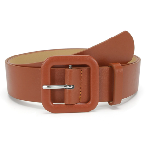 Square Buckles Waist Belt Candy Colored PU Leather Strap for Women Jeans Skirts Pants