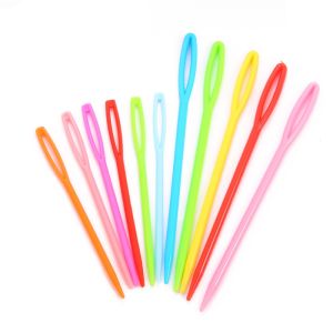 20pcs Plastic Knitting Needles Crochet Hooks Wool Yarn Needle Children DIY Sweater Weaving Tools Accessories