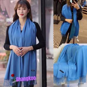 kangle ผ้าพันคอแคชเมียร์ ผ้าพันคอกันหนาว ผ้าผ้าคลุมไหล่ 200x70 ซม. ผ้าอย่างดี ผ้าหนา สีพื้น ผ้าพันคอ