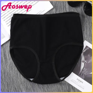 ชุดชั้นในสตรี 37.5-100KG กางเกงในทรงสามเหลี่ยมสีทึบรัดหน้าท้องและสะโพกเอวสูงไซส์ใหญ่สำหรับคุณแม่วัยกลางคนและผู้สูงอายุ