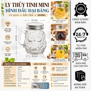 Ly Thủy Tinh Mini 120ml Có Quai Cầm Nắp Vặn Kim Loại 6 Kiểu Dáng Dễ Thương