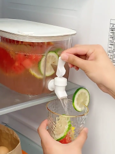 Dispenser with Spigot Leak Proof Transparent Water Pitcher Large Capacity Beverage Container for Refrigerator