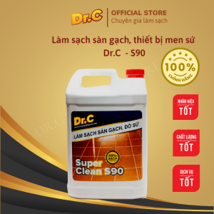 Làm sạch sàn gạch thiết bị men sứ Dr.C S90 tẩy xi măng vôi vữa vết bẩn lâu ngày rêu mốc Chính Hãng Dr.C  5 Lít