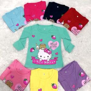 KAOS ANAK PEREMPUAN HELLOKITTY LENGAN PANJANG USIA 1-12 TAHUN // BAJU ANAK CEWEK
