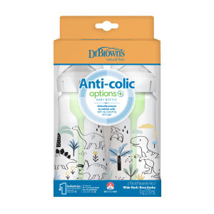 Dr. Brown’s™ Anti-Colic Options+™ Wide-Neck Baby Bottle with Level 1 Nipple/Teat (Dinosaur Design)
