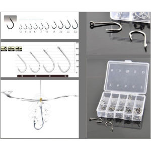 Kail Pancing No 3-12 70 Pcs + Kotak Kail / Long Handled Fishing Hook Ten Division Transparent Box