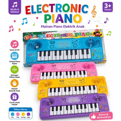 Mainan Piano Anak Keyboard Musik Edukatif dengan Lampu dan Speaker