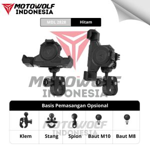 Motowolf Phone Holder Motor Triangle Landscape Peredam Getar Resizeable Wireless USB Charger 2828