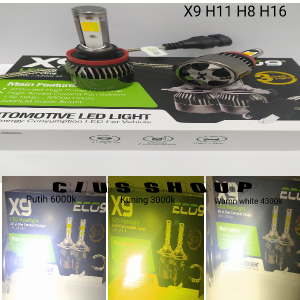 LAMPU LED FOGLAMP H11 H8 H16 MOBIL X9 3 WARNA WHITE YELLOW WARM WHITE ECO9 LUMINOS