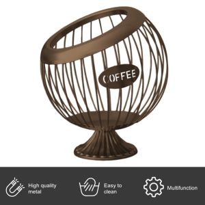 Large Capacity Espresso Capsule Holder Coffee Capsule Storage Basket Rack Metal for Keurig Nespresso Vertuo Tea Bag K-cup Organizer Storage Basket Countertop Display