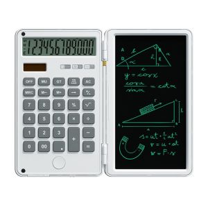 HRTHR Foldable Scientific Calculator Large Screen Display 2in1 Office LCD Drawing Pad Stationery 12 Digits Display Digital Writing Tablet Finance Accounting Tool