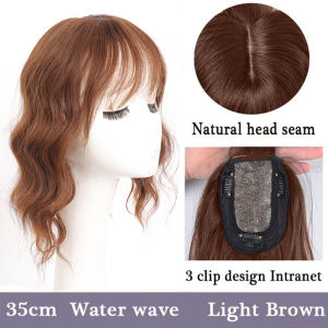 Tóc Giả 35Cm/45CM Đầu Che Kín Đầu Cho Nữ Phát Hành Lại Khối Trên Đỉnh Đầu Với Mái Tóc Giả Gợn Nước Mảnh Tóc Giả Sợi Hóa Học Chịu Nhiệt Độ Cao Đầu Tóc Giả Tóc Nối Màu Xám Vô Hình Không Dấu Vết Để Che Phủ