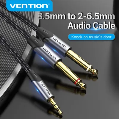 Vention สายสัญญาณเสียง สายแจ็ค สายแจ็คเข้า1ออก2 6.5mm to 3.5mm jack สำหรับ ลำโพง กีตาร์ เครื่องเล่นซีดี Aux Cable สายลำโพง แจ็กเสียบ 2 หัว สายสัญญาน1ออก2