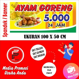 Spanduk Jual Ayam Goreng / Banner Warung Ayam Goreng / Spanduk Ukuran 100 x 50 cm