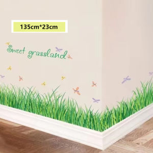 Home baseboards self-adhesive flowers and grass waistline waterproof baseboard wall stickers living room bedroom creative wall decoration