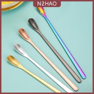 N2HAO 1 cái thép không gỉ dài xử lý khuấy thìa cà phê thìa Trà tráng miệng thìa khuấy que nhỏ muỗng phụ kiện nhà bếp