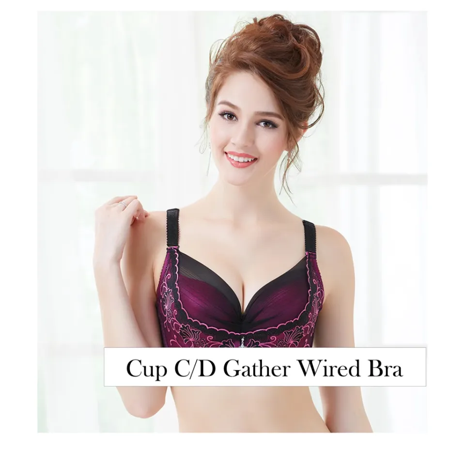 Under-Wired Plus Size Bra Elegant Floral Lace Thin Span Padding