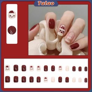 Talao 24PCS Fake Nails Set With Glue French Nail Art False Finger Nail Fake
