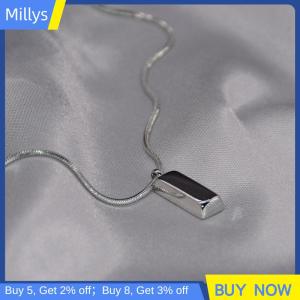 Millys Creative Men Necklace Cool Geometric Necklace Titanium Clavicle Chain Boyfriend Gift Color Bricks Punk Couple Necklace