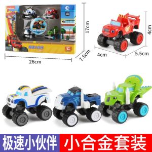 NEW Blaze and the Monster Machine Toys for Kids BIG Inertial Racing Car with Building blocks Bus Stop Shelter Maintenance Station Truck Model Toy Vehicle