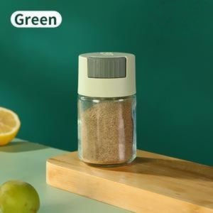 Glass Seasoning Bottle Press Type Quantitative Seasoning Jar Kitchen Sealed Seasoning Box COD