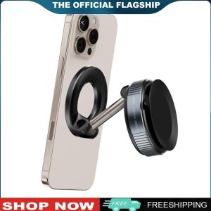 [LEAZEN]Magnetic Vacuum Car Mount Phone Holder Folding Mobile Phone Stand Universal GPS Navigation Stand for Car Kitchen Mirrors